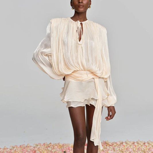 Elegant Splice Lace-Up Dress