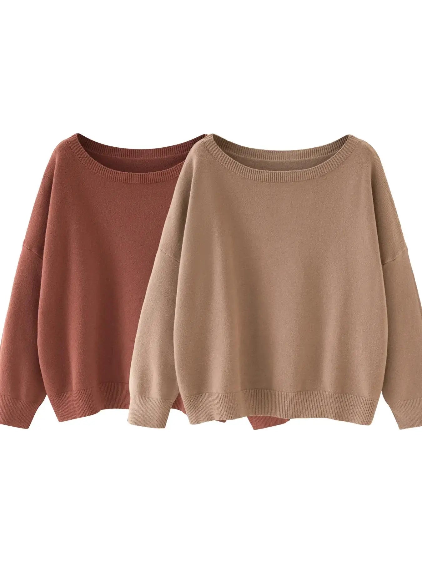 Scoop Neck Knitted Sweater