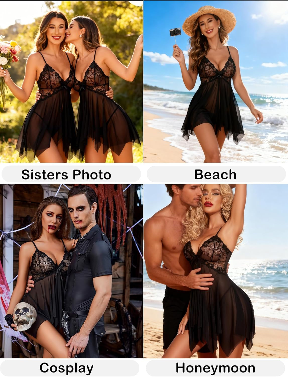 Lingerie for Women Lace Babydoll Sleepwear Boudoir Outfits plus Size Langeray XS-5XL
