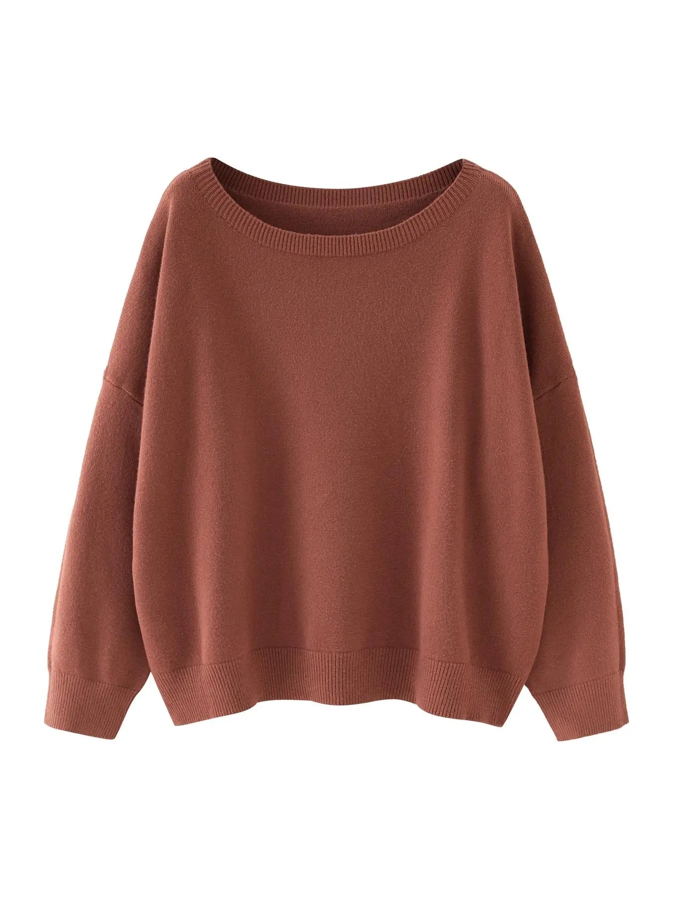 Scoop Neck Knitted Sweater