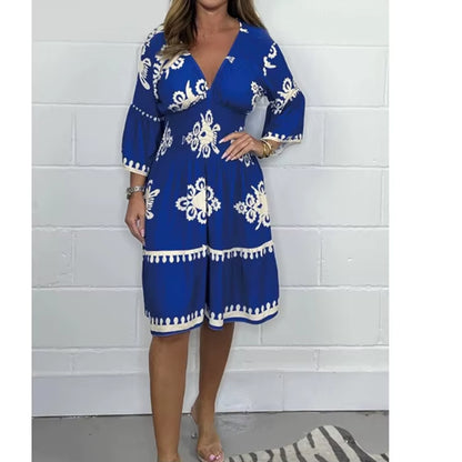 Elegant V-Neck Midi Dress