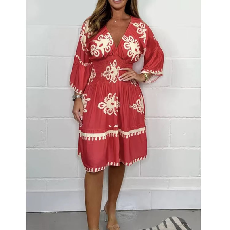 Elegant V-Neck Midi Dress