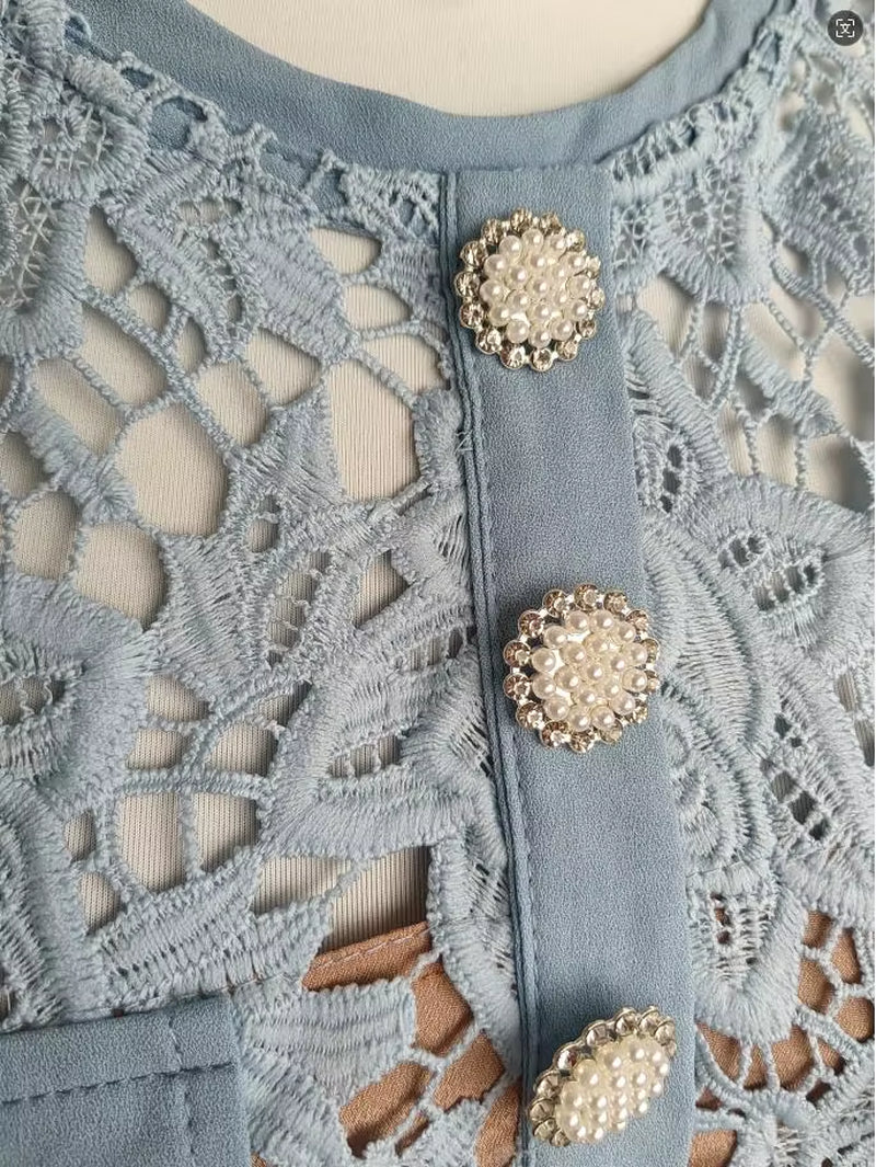 Summer Lace Dress for Women with Floral Embroidery