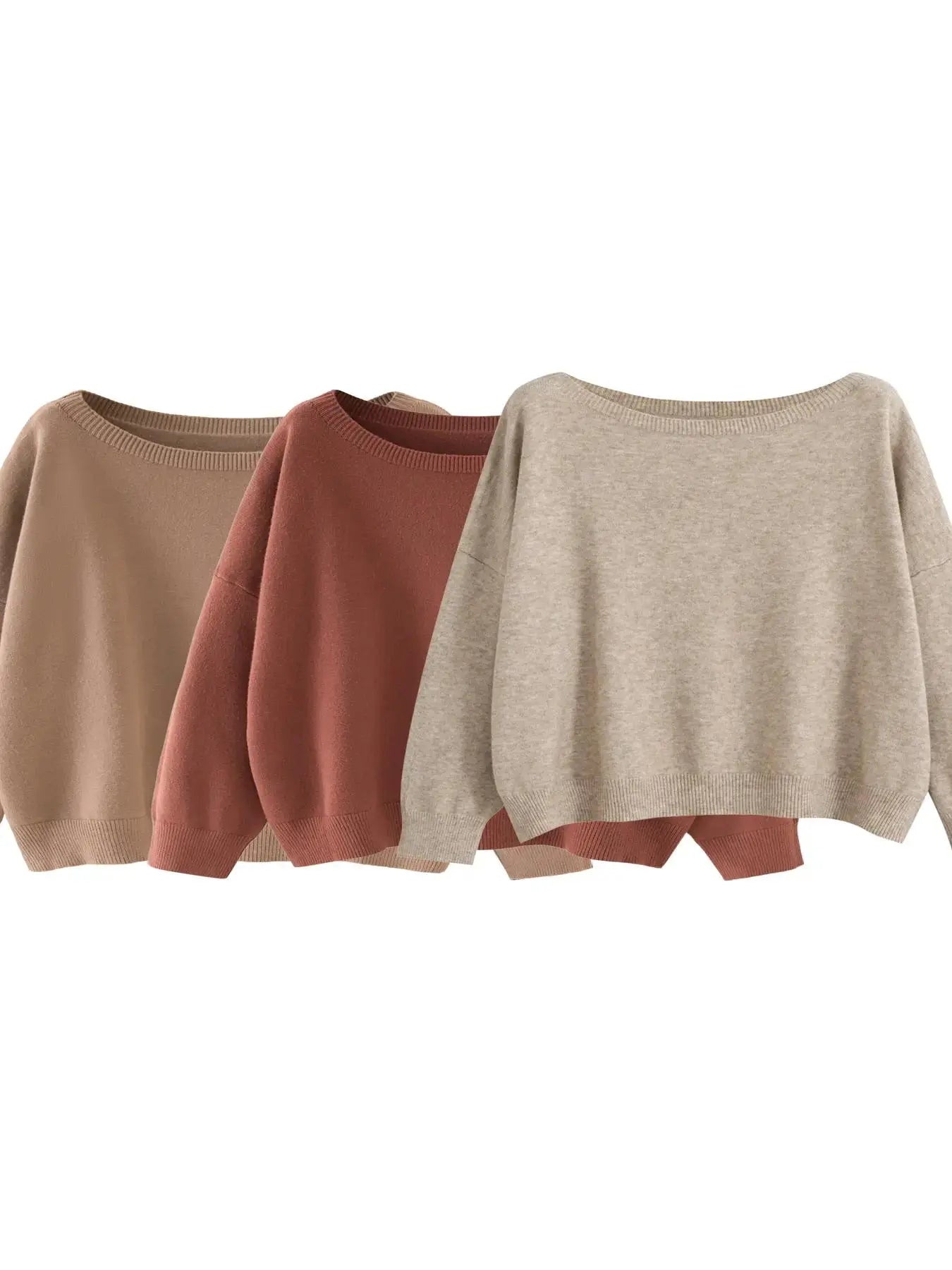 Scoop Neck Knitted Sweater
