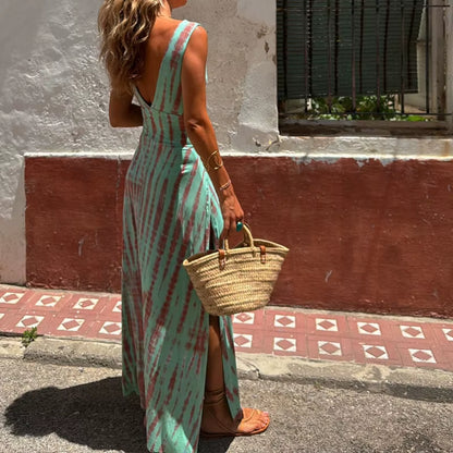 Elegant Sleeveless Split Long Dress for Women