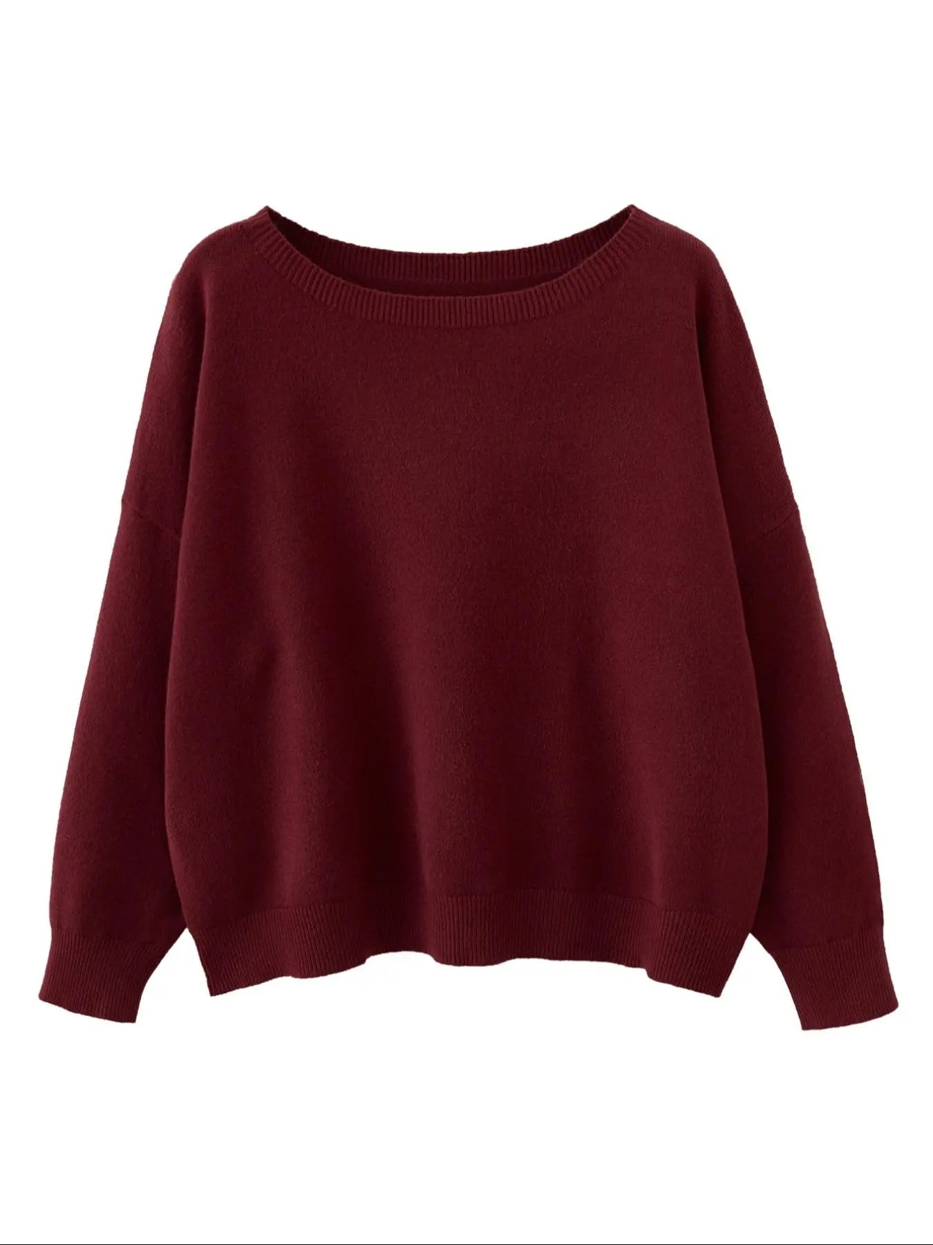 Scoop Neck Knitted Sweater